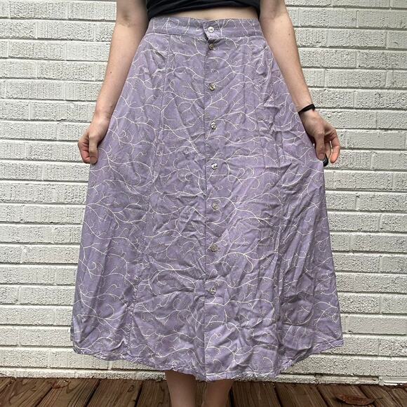 Sag Harbor Vintage 90's Lilac Vine Scroll Skirt - Picture 1 of 3